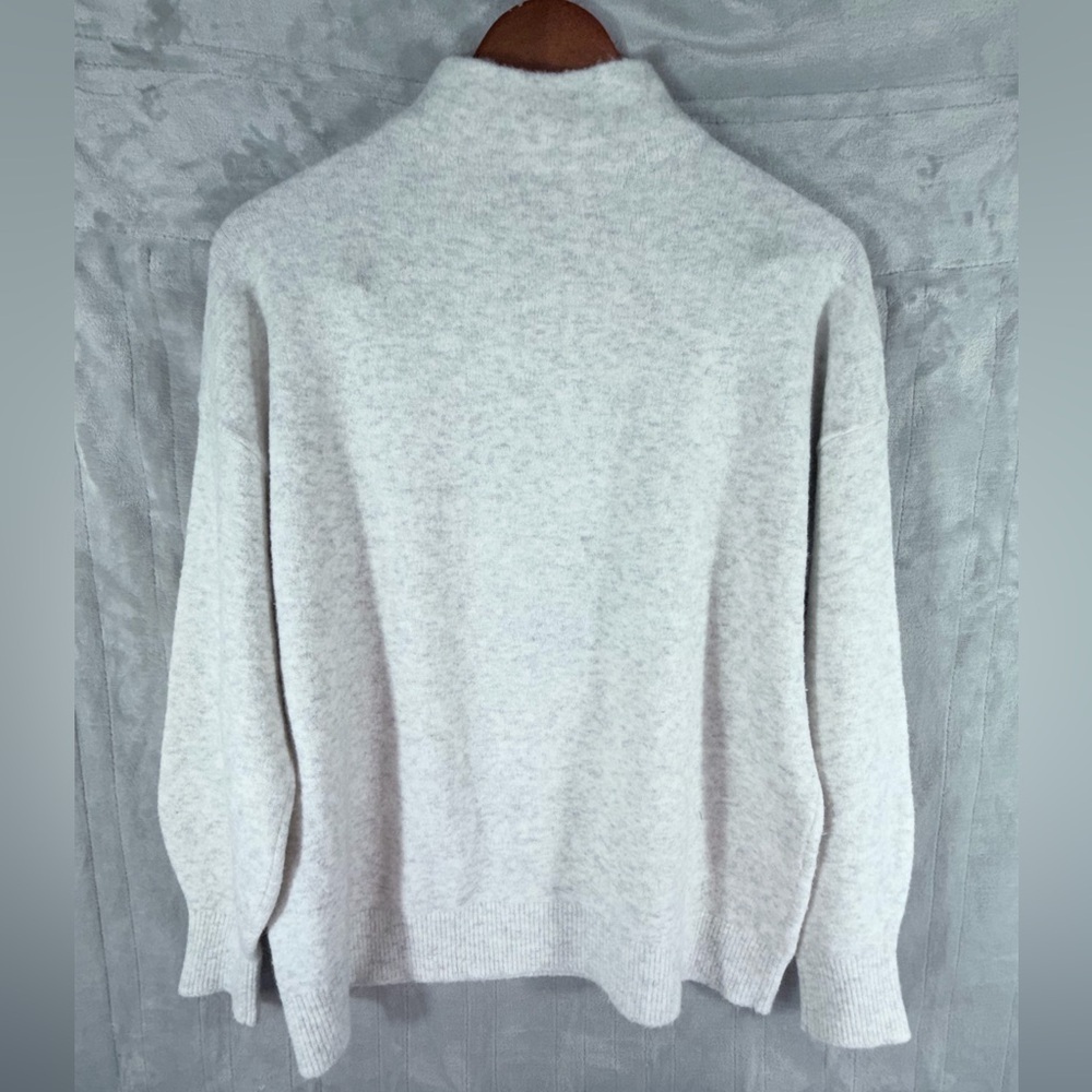LOFT womens mock neck cat graphic sweater size large gray soft knit - Picture 2 of 8